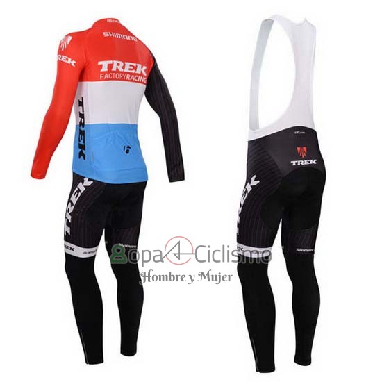 Trek Factory Racing Ropa Ciclismo Culotte Largo 2014 Mangas Largas Rojo y Blanco